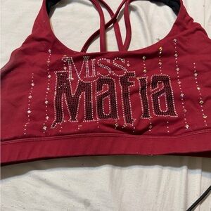 Red Miss Mafia Rhinestone Crop Top